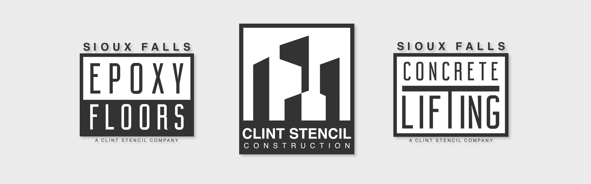An abstract logo for the Clint Stencil Construction company in the Sioux Fall, SD area.