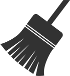 A small black icon of the bottom portion of a broom