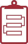 A red clipboard icon to represent the process of planning