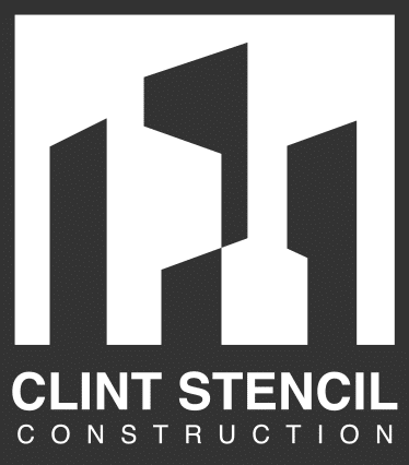 Clint Stencil Construction Logo with white and Grey background colors